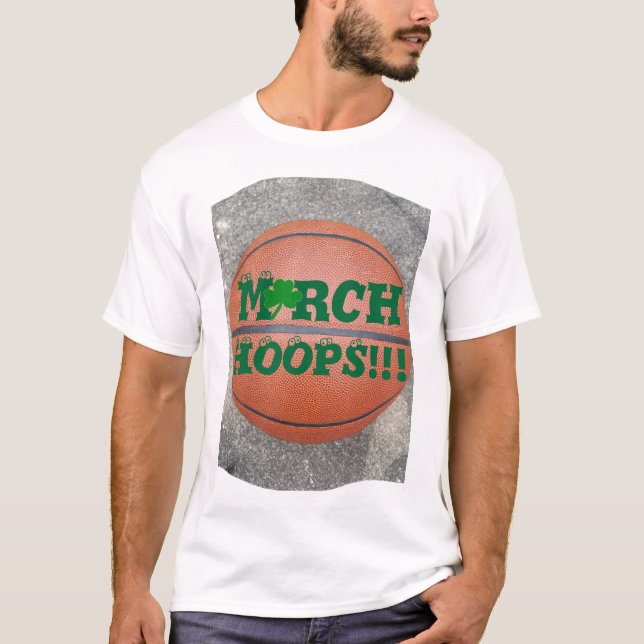 March HOOPS Basketeball Shamrock Bouncing Eyes T-Shirt (Front)