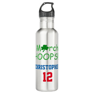 March HOOPS Shamrock TEAM NUMBER Basketball 710 Ml Water Bottle