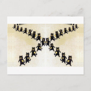 March of black cats, Louis Wain Postcard