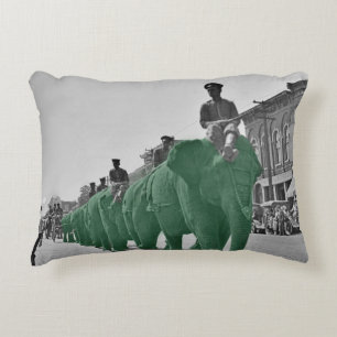 March of the Green Circus Elephants circa 1920 Accent Pillow