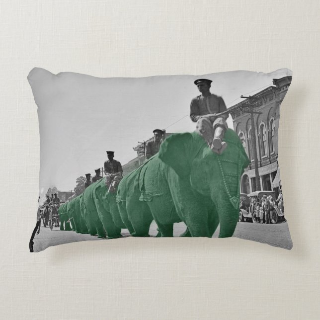March of the Green Circus Elephants circa 1920 Accent Pillow (Front)