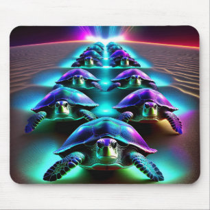 March Of The Neon Turtles Mouse Pad