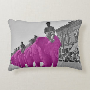 March of the Pink Elephant Circa 1920's Circus Accent Pillow