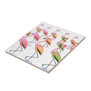 March of the Tropical Flamingos Tile