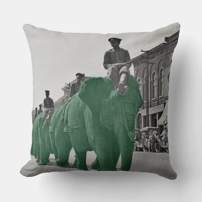 March of thee green elephants Circa 1920 Throw Pillow (Front)