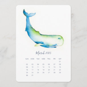 March Stand Alone Calendar Blue Whale Menu