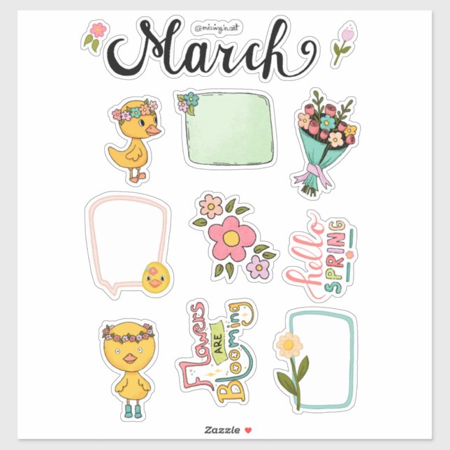 March Sticker Sheet – Spring Awakening (Feuille)