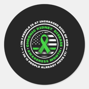 March We Wear Green Rainbow Kidney Disease Classic Round Sticker