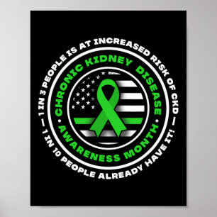 March We Wear Green Rainbow Kidney Disease  Poster