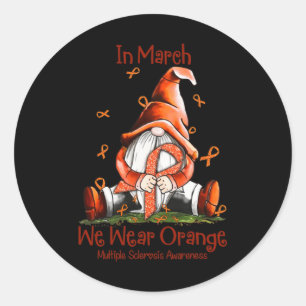 March We Wear Orange Gnome Multiple Sclerosis Ms 1 Classic Round Sticker