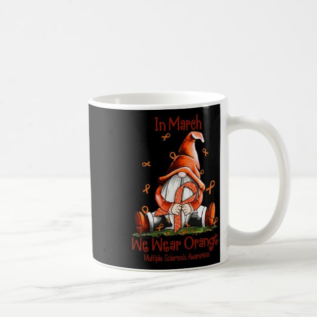 March We Wear Orange Gnome Multiple Sclerosis Ms 1 Coffee Mug (Right)