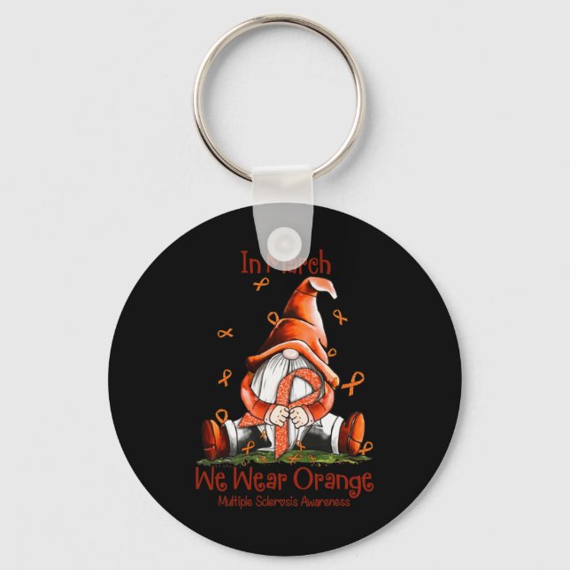 March We Wear Orange Gnome Multiple Sclerosis Ms 1 Keychain (Front)