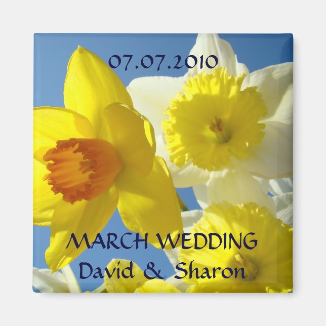 March Wedding! Announcement magnet Daffodils (Front)