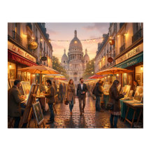 Marché d'art de Montmartre à Paris, affiche au cré