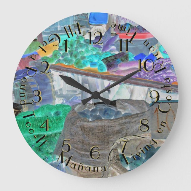 Marché de la pomme de terre Horloge Abstraite rétr (Recto)