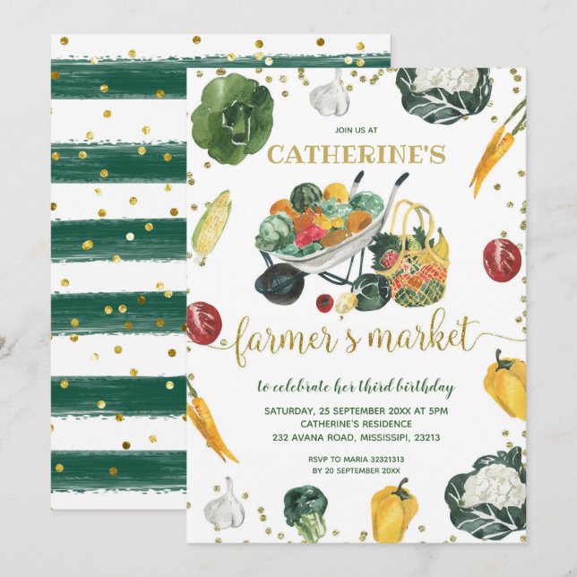 Marché des agriculteurs Invitation d'anniversaire (Devant / Derrière)