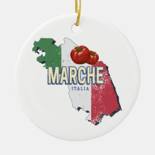 Marche Italy Retro Region Map Vintage Souvenir Ceramic Ornament