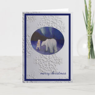Marcher avec une carte de Noël d'ours polaire