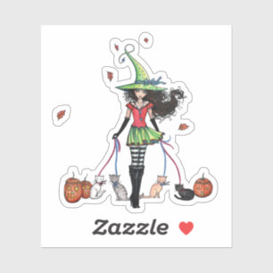 Marcher les chats Halloween sorcier Sticker