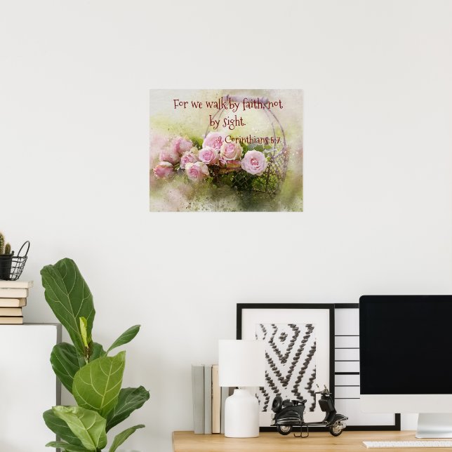 Marcher par la foi Affiches florales religieuses (Bureau à domicile)