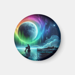 Marcheurs à neige Anonyme Magnet rond