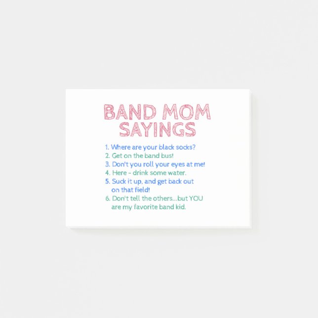Marching Band - Band Mom Sayings Post-it Notes (Front)