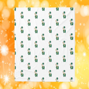 Marching Band Bunny with Trombone Green Gold Fleece Blanket