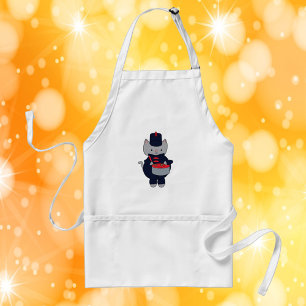 Marching Band Cat Drummer Navy Blue Red Standard Apron
