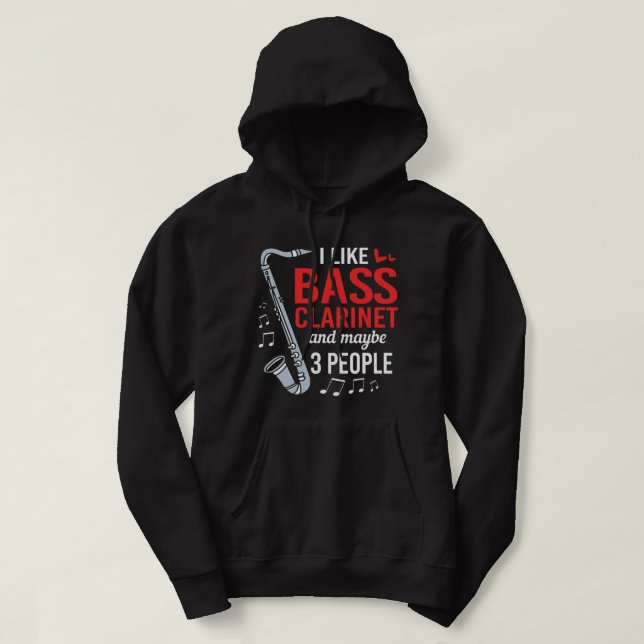Marching Band Clarinet Nerd Funny Bass Clarinet Hoodie (Design Front)