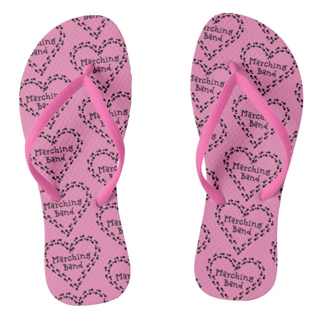 Marching Band Footprints Heart Flip Flops (Footbed)