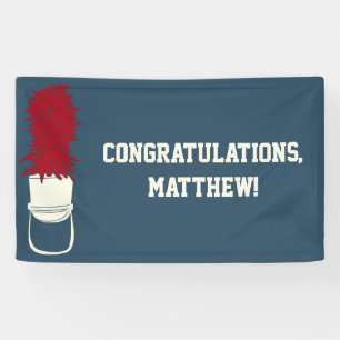 Marching Band Hat with Feathers Custom Message Banner