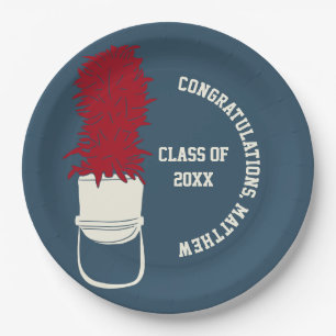 Marching Band Hat with Feathers Custom Party Paper Plate