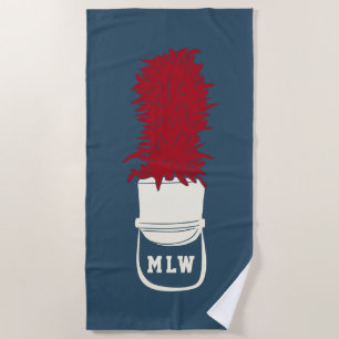 Marching Band Hat with Feathers Monogrammed Beach Towel