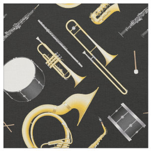 Marching Band Instruments Music Musician Decor Fabric