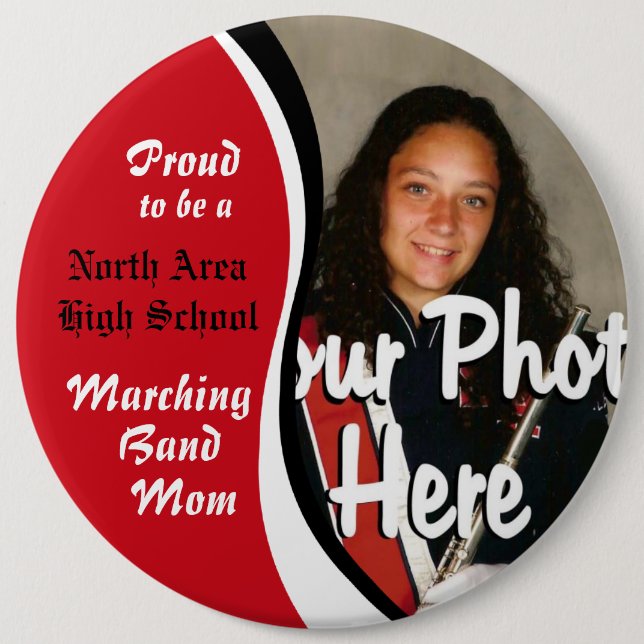 Marching Band Mom 6 Inch Round Button (Front)