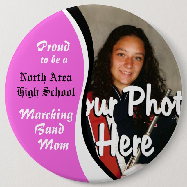 Marching Band Mom 6 Inch Round Button (Front)