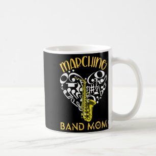 Marching Band Mom Heart Love Music Notes Saxophone Coffee Mug