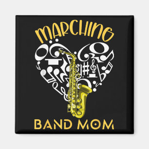 Marching Band Mom Heart Love Music Notes Saxophone Magnet