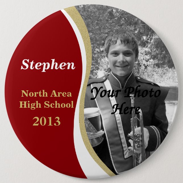 Marching Band Photo Red Gold 2013 6 Inch Round Button (Front)