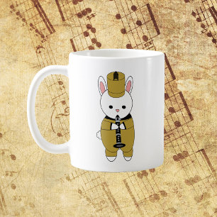 Marching Band Rabbit Clarinet Gold Black Coffee Mug
