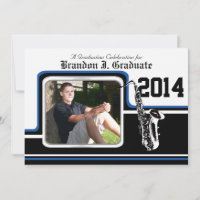Marching Band Saxophone Graduation Photo Blue