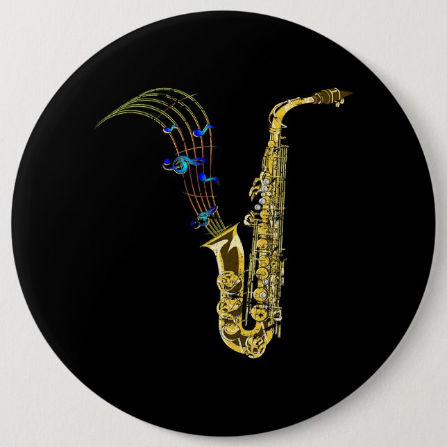 Marching Band Saxophonist Gift Jazz Music Saxophon 6 Inch Round Button (Front)