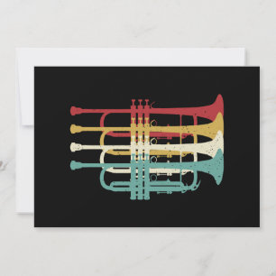 Marching Band Trumpet Player Retro Design Invitation