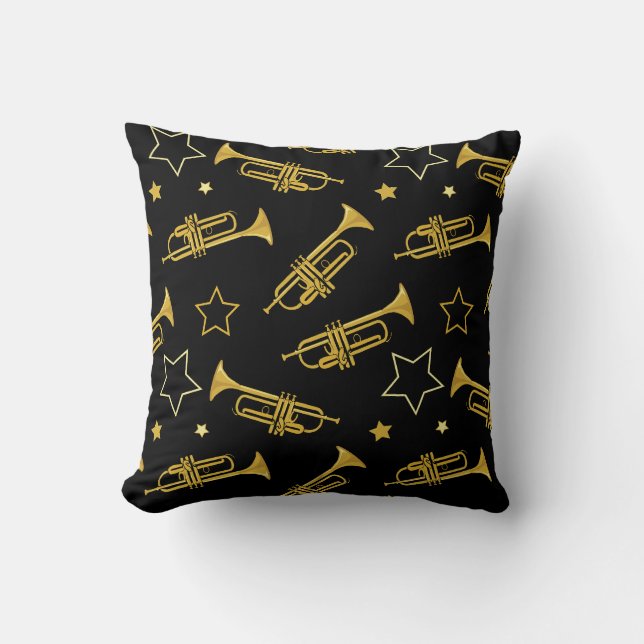 Marching Band Trumpet Player Throw Pillow (Front)