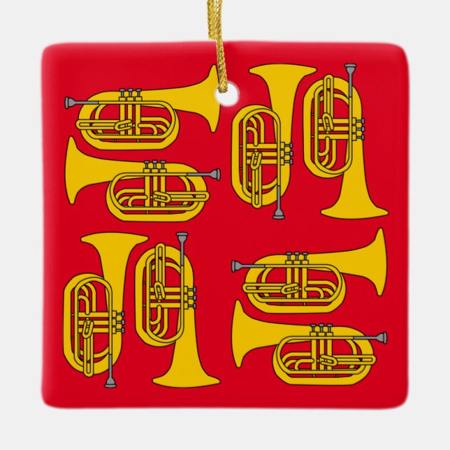 Marching Baritone Crosshatch Ceramic Ornament (Front)