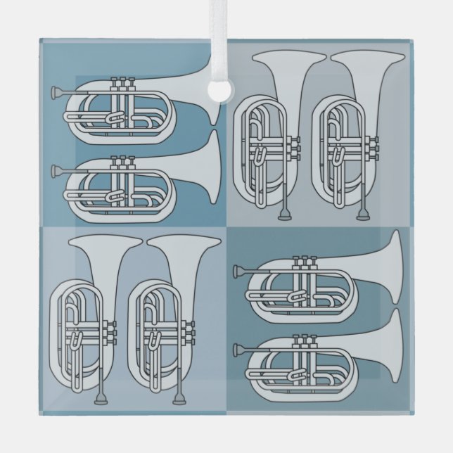 Marching Baritone Crosshatch Glass Ornament (Front)