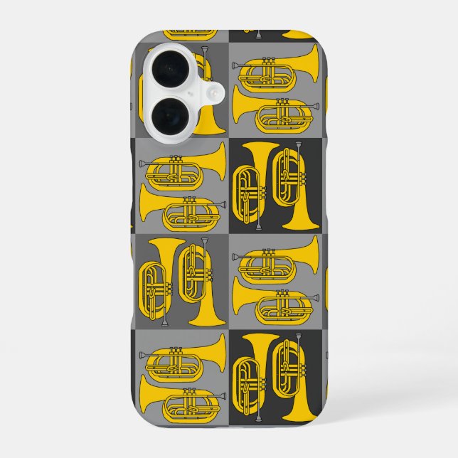 Marching Baritone Crosshatch  iPhone 16 Case (Back)