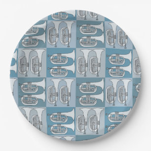 Marching Baritone Crosshatch Paper Plate