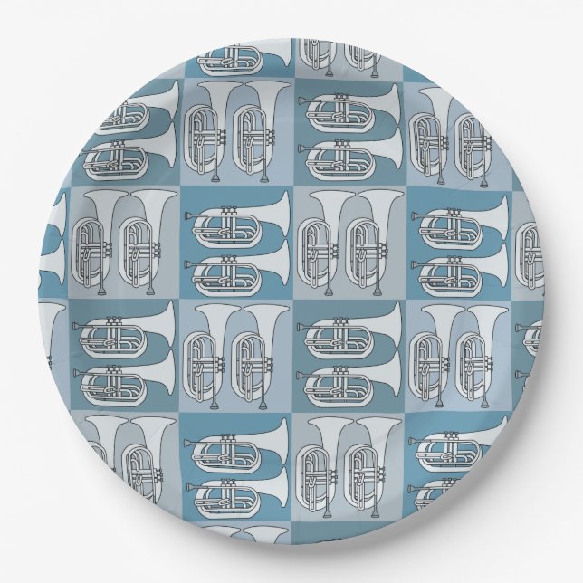 Marching Baritone Crosshatch  Paper Plate (Front)