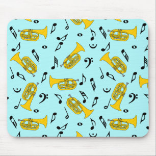 Marching Baritone Music Notes Bass Clefs Mouse Pad